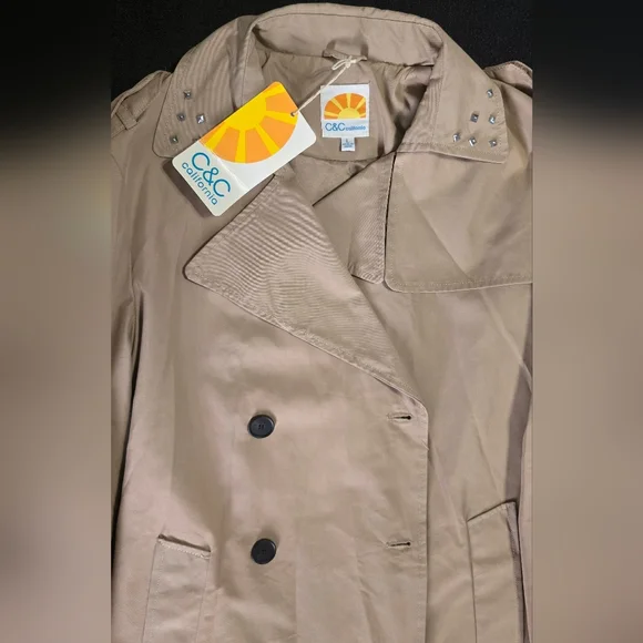 C&C California Light Tan Trench Coat - Picture 7 of 11